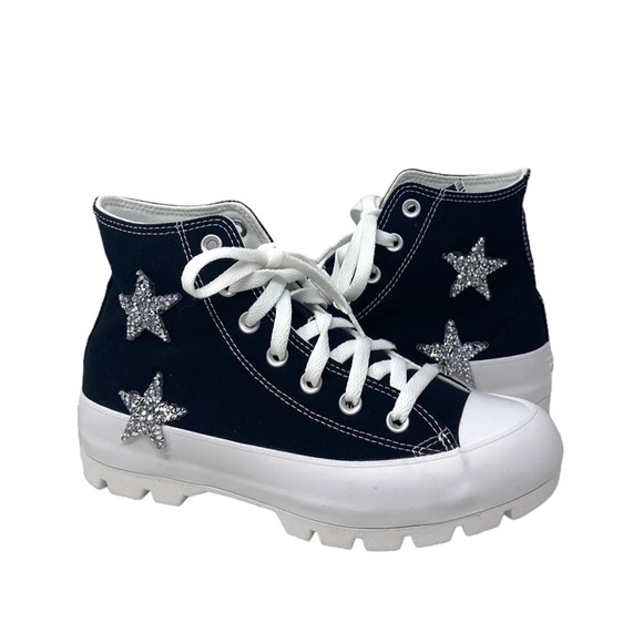Converse Ctas Lugged Canvas Black Silver Women Shoe Casual Custom 571211C-WTBLWT - Picture 4 of 12